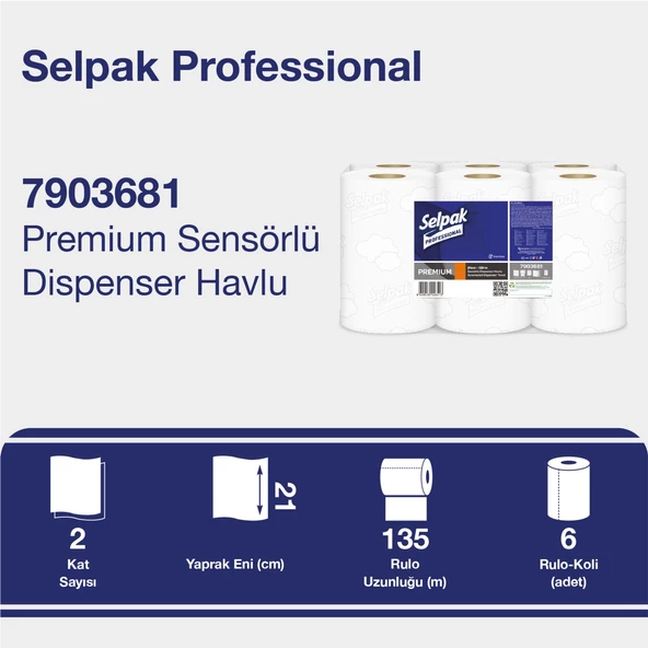 7903681 Selpak Professional Premium Sensörlü Havlu 21CM - 135M