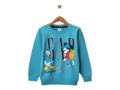 Erkek Çocuk Bisiklet Yaka Gap Baskılı Sweatshirt