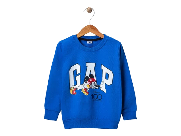 Erkek Çocuk Bisiklet Yaka Baskılı Sweatshirt