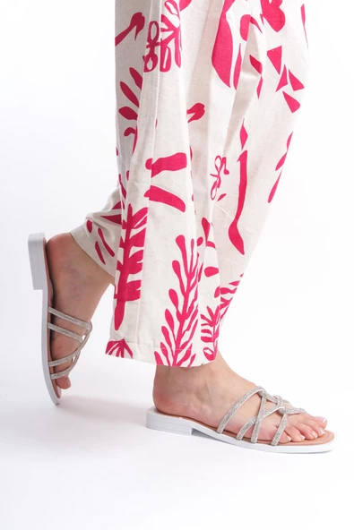 MİA026-1601 Günlük Kadın Taşlı Somon Tatil Terliği - Resim 3