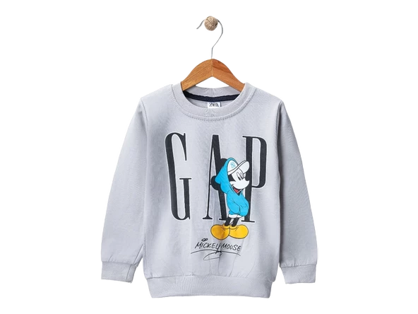 Erkek Çocuk Bisiklet Yaka Karekter Baskılı Sweatshirt