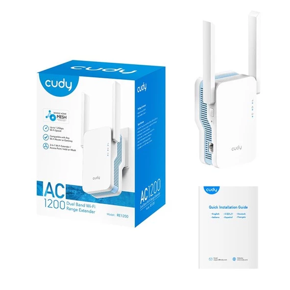 CUDY RE1200 AC1200 Dual Band Mesafe Genişletici Priz Tipi - 5