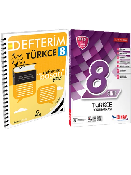 Sınav Yayınları LGS Türkçe Soru BTS ve Arı LGS Türkçe Defterim 2 Kitap Set