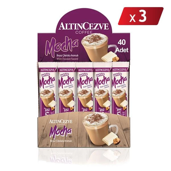 3ü1 Arada White Mocha Beyaz Çikolata Aromalı (Tek İçimlik) -17 Gr x 40 Adet - 3LÜ PAKET