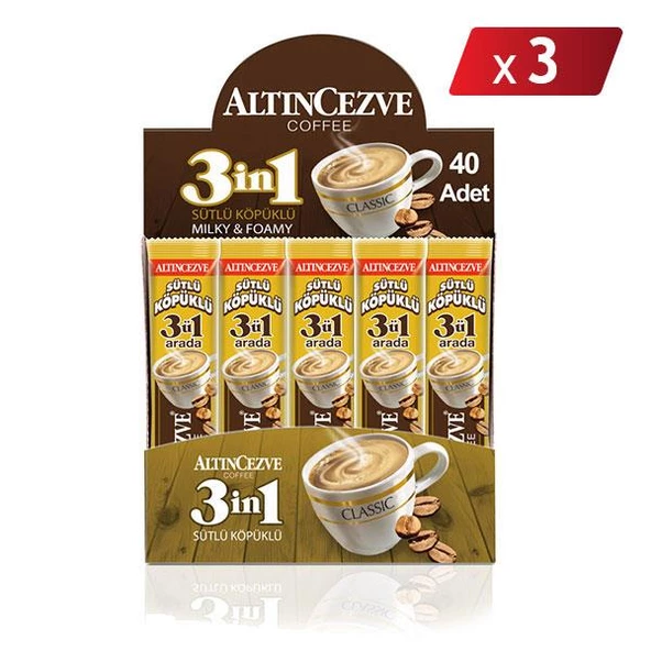 3ü1 Arada Sütlü Köpüklü (Tek İçimlik) -17 Gr x 40 Adet - 3LÜ PAKET