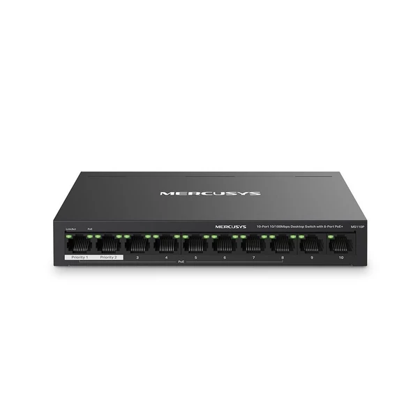 MERCUSYS 10-PORT MS110P 10/100 YÖNETİLMEZ 65W 8-PORT POE SWITCH - 1