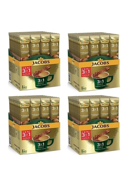 Jacobs 3'ü 1 Arada Gold Yumuşak Lezzet Kahve 4'lü 40 x 18 G