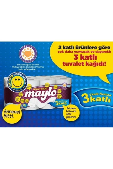 Maylo 3 Katlı Tuvalet Kağıdı 2 x 32'li - 3