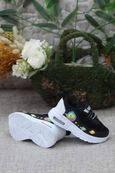 Fort 0770 Siyah Beyaz Figürlü Hafif Taban Işıklı Erkek Çocuk Ayakkabı - Resim 4