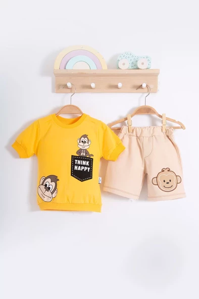 Babydonat Maymun Desenli 2li Erkek Bebek Takım