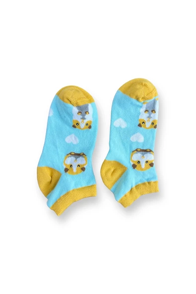 Me-vo Tekli Bebe Mavisi Renkli Esnek Nem Alabilen Pamuklu Hamster Desenli  3-5 Yaş Kız Çocuk Patik Çorap - 2