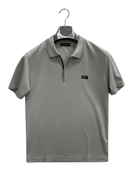 Gewer Fermuarlı Yakalı Slim Fit Kısa Kol Erkek Tişört-6814