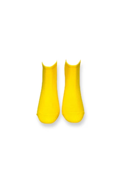 Me-vo Tekli Sarı Renkli Bay/Bayan Unisex Esnek Nem Alabilen Pamuklu Patates Desenli Patik Çorap - Resim 3