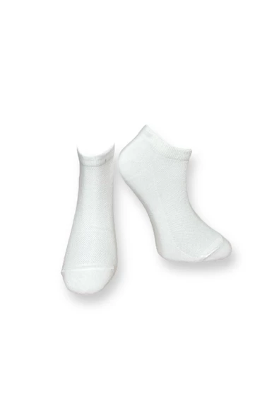 Me-vo Tekli Beyaz Renkli Bay/Bayan Unisex Esnek Nem Alabilen Pamuklu Dikişsiz Patik Çorap ürün görseli