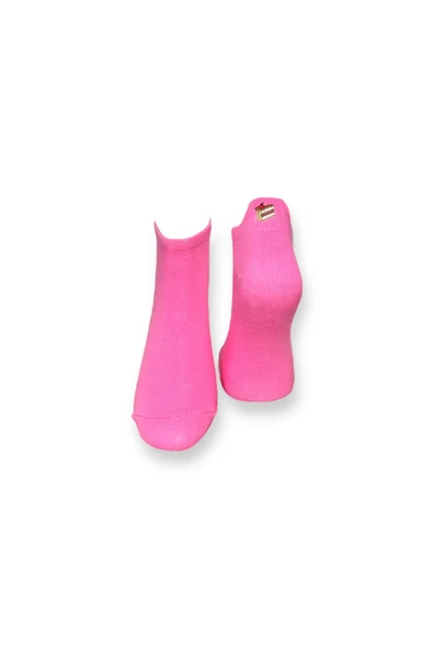 Me-vo Tekli Pembe Renkli Bay/Bayan Unisex Esnek Nem Alabilen Pamuklu Pasta Desenli Patik Çorap - Resim 2