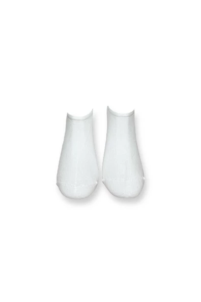 Me-vo Tekli Beyaz Renkli Bay/Bayan Unisex Esnek Nem Alabilen Pamuklu Patik Çorap - Resim 3