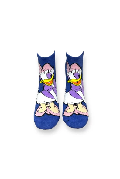 Me-vo Tekli Lacivert Renkli Bay/Bayan Unisex Esnek Nem Alabilen Pamuklu Çizgi Film Karakterli Patik Çorap ürün görseli