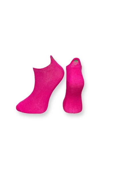 Me-vo Tekli Koyu Pembe Renkli Bay/Bayan Unisex Esnek Nem Alabilen Pamuklu Çilek Desenli Patik Çorap