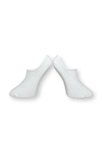 Me-vo Tekli Beyaz Renkli Bay/Bayan Unisex Esnek Nem Alabilen Pamuklu Patik Çorap - Resim 2