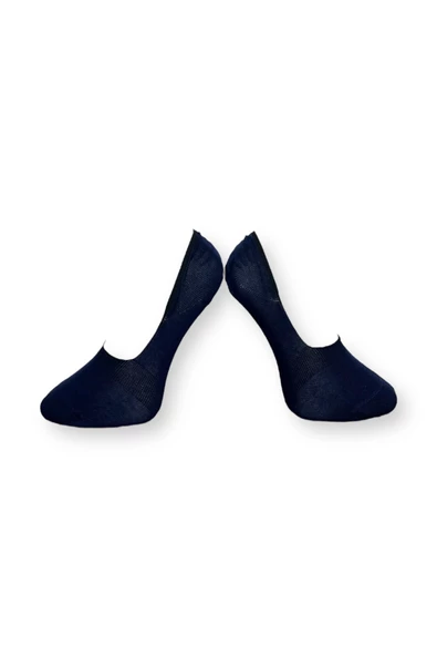 Me-vo Tekli Lacivert Renkli Bay/Bayan Unisex Esnek Nem Alabilen Pamuklu Babet Çorap - Resim 2