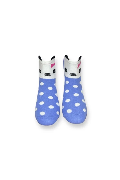 Me-vo Tekli Mavi Renkli Bay/Bayan Unisex Esnek Nem Alabilen Pamuklu Panda Desenli Patik Çorap - Resim 3