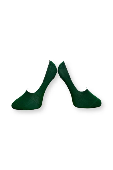 Me-vo Tekli Haki Yeşil Renkli Bay/Bayan Unisex Esnek Nem Alabilen Pamuklu Babet Çorap - Resim 2