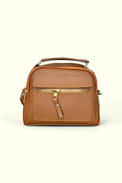 Me-vo Kadın Suni Deri Kahverengi Renkli Ayarlanabilir Askılı El ve Omuz Çantası ürün görseli