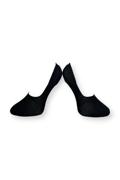 Me-vo Tekli Siyah Renkli Bay/Bayan Unisex Esnek Nem Alabilen Pamuklu Babet Çorap - Resim 2