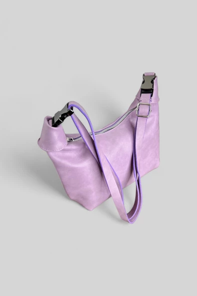 Me-vo Kadın Lila Renkli Suni Deri El ve Omuz Çantası - Resim 3