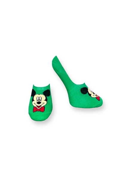 Me-vo Tekli Yeşil Renkli Bay/Bayan Unisex Esnek Nem Alabilen Pamuklu Çizgi Film Karakterli Babet Çorap ürün görseli