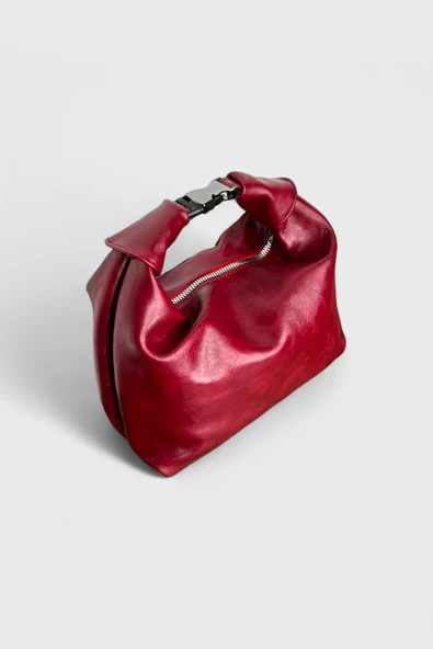 Me-vo Kadın Bordo Renkli Suni Deri El ve Omuz Çantası - Resim 2