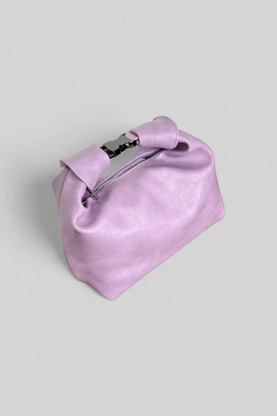 Me-vo Kadın Lila Renkli Suni Deri El ve Omuz Çantası - Resim 2