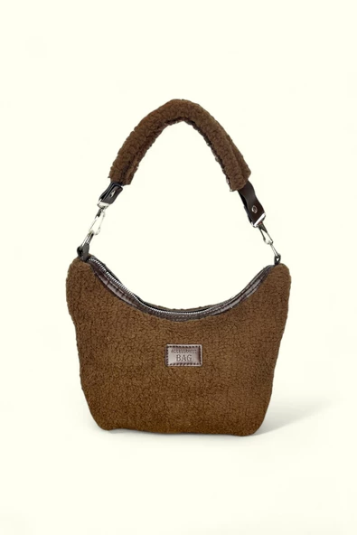 Me-vo Kadın Yün Kahverengi Renkli El ve Omuz Çantası ürün görseli