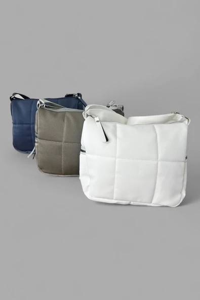 Me-vo Kadın Beyaz Renkli Paraşüt Kumaş Omuz Çantası - Resim 3