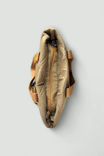 Me-vo Kadın Kahverengi Renkli Orta Boy Paraşüt Kumaş Çarpaz Askılı El ve Omuz Çantası - Resim 3