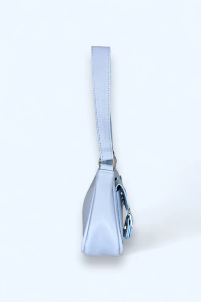 Me-vo Kadın Mavi Renkli Suni Deri Mini Boy 2 Küçük Cepli Çanta - Resim 2