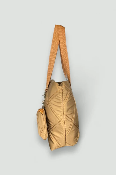 Me-vo Kadın Kahverengi Renkli Orta Boy Paraşüt Kumaş Çarpaz Askılı El ve Omuz Çantası - Resim 2