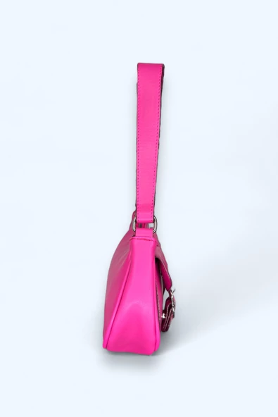 Me-vo Kadın Pembe Renkli Suni Deri Mini Boy 2 Küçük Cepli Çanta - Resim 2