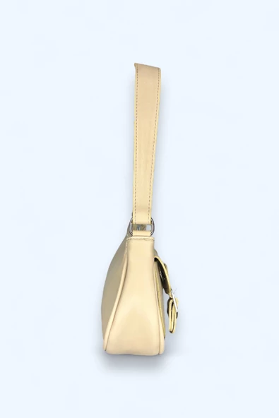 Me-vo Kadın Bej Renkli Suni Deri Mini Boy 2 Küçük Cepli Çanta - Resim 2