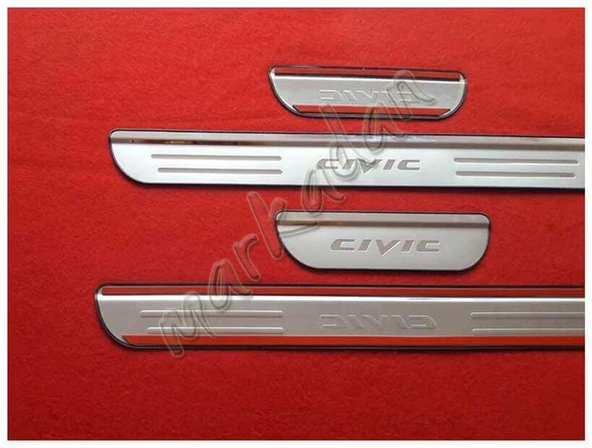 Markadan Honda Civic Krom Kapı Eşiği 2006-2011 4 Parça Paslanmaz Çelik - 4