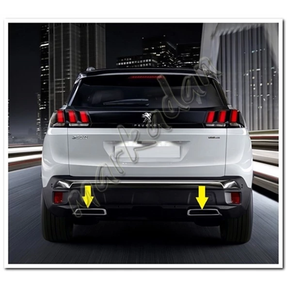 WOC Chrome Peugeot 3008 Krom Egzos Çerçevesi 2016 Sonrası 2 Parça Paslanmaz Çelik - 5