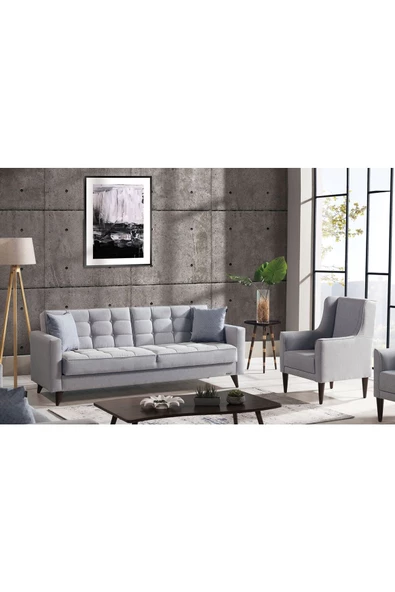 Vipa Home Vipa Orlando Yataklı Sandıklı Konforlu Üçlü Kanepe, Salon ve Oturma Odası İçin, Gri - 4