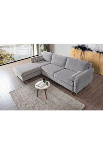 Vipa Home Cord Rio Gri R+2 Sol Köşe Koltuk Takımı, İskandinav , Konforlu Salon ve Oturma Odaları - 2