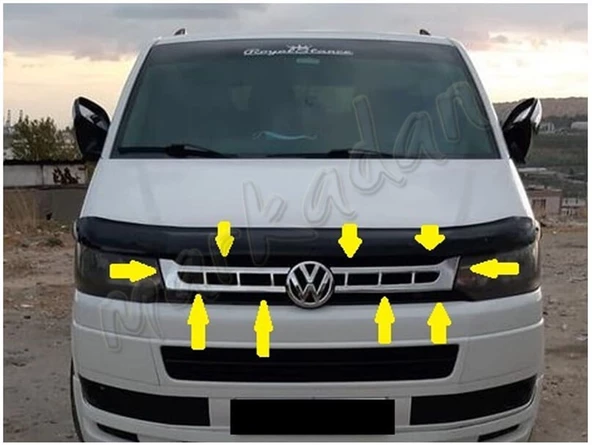WOC Chrome VW T5 Transporter Krom Ön Panjur 2010-2014 2 Parça Paslanmaz Çelik