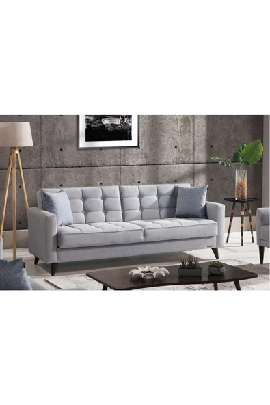 Vipa Home Vipa Orlando Yataklı Sandıklı Konforlu Üçlü Kanepe, Salon ve Oturma Odası İçin, Gri - 3