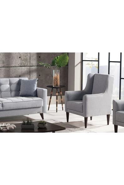 Vipa Home Vipa Orlando Tekli Koltuk, Konforlu Berjer, Ofis, Oturma Odası ve Salon İçin, Gri - 2