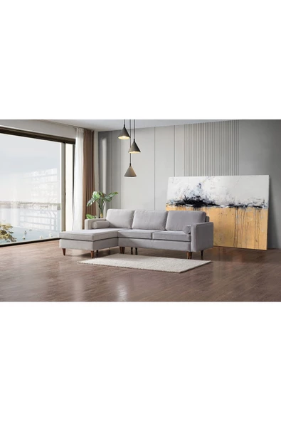 Vipa Home Cord Rio Gri R+2 Sol Köşe Koltuk Takımı, İskandinav , Konforlu Salon ve Oturma Odaları - 7