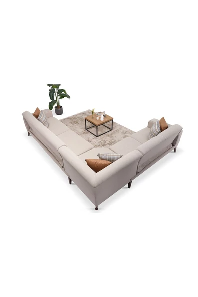 Vipa Home Vipa Vegas Köşe Koltuk 3+K+2 , Şık ve Rahat İskandinav Tasarım, Salon ve Oturma Odası İçin, Krem - 3