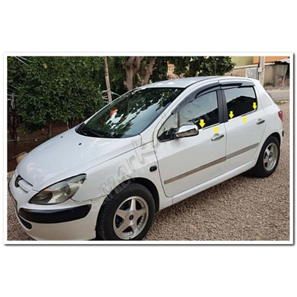 Peugeot 307 Krom Cam Çıtası 2001-2008 4 Parça Paslanmaz Çelik
