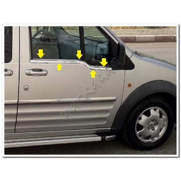 Ford Connect Krom Cam Çıtası 2002-2014 2 Parça Paslanmaz Çelik